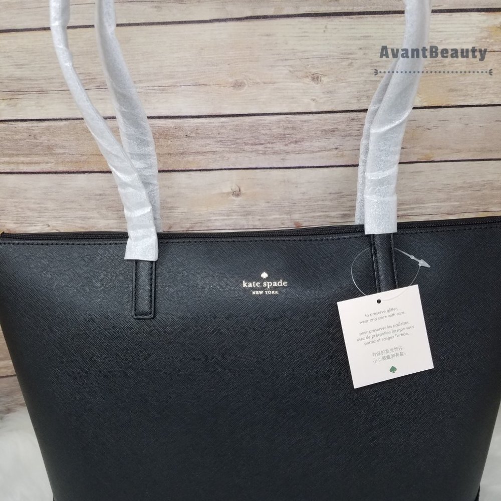 Kate Spade Penny Greta Court Black Glitter Tote - Picture 7 of 13